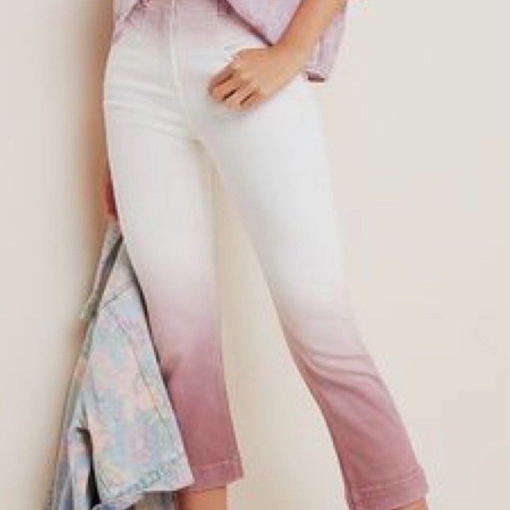 Anthropologie Pink Ombré Jeans 29 Tie Dip Dye Ankle High Rise NWT $128 Sold Out - Picture 2 of 10